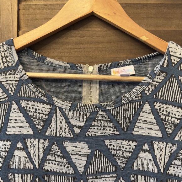 LulaRoe Triangle Print A line fit flare Size XL dress Pockets Zipper Modest - Picture 3 of 15